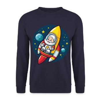 Weihnachtsmann Rakete Santa Weihnachten - Unisex Pullover - Navy - Vorne - Alina (178cm) & Michal (187cm)