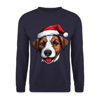jack russel terrier Hund Weihnachten Kopf - Unisex Pullover - Navy - Vorne - Alina (178cm) & Michal (187cm)