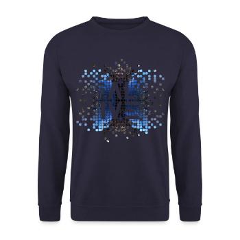 ALIVE - Édition de motifs géométriques / Noir et bleu - Sweat-shirt Unisexe - marine - Devant - Alina (178cm) & Michal (187cm)