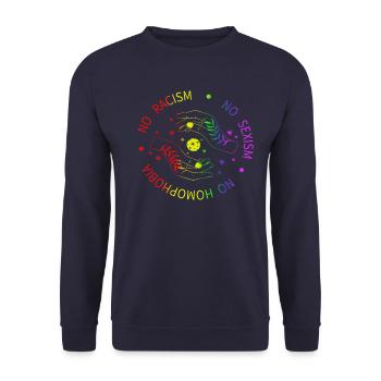 Symbole du pentagramme de la lune des mains magiques - Pas de racisme - Sweat-shirt Unisexe - marine - Devant - Alina (178cm) & Michal (187cm)