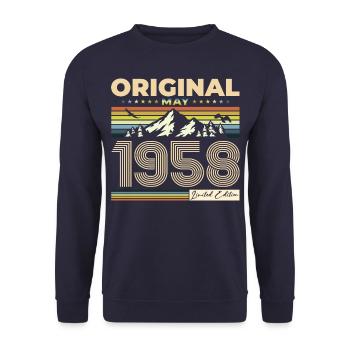 Original Mai 1958 Millésime 1958 Anniversaire 1958 - Sweat-shirt Unisexe - marine - Devant - Alina (178cm) & Michal (187cm)