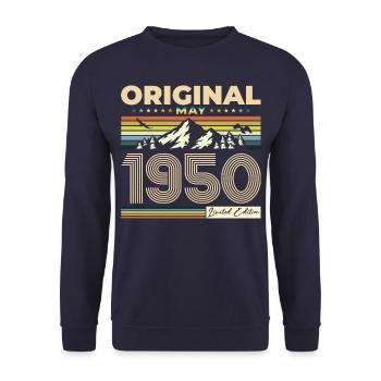 Légende Mai 1950 Millésime 1950 Anniversaire 1950 - Sweat-shirt Unisexe - marine - Devant - Alina (178cm) & Michal (187cm)