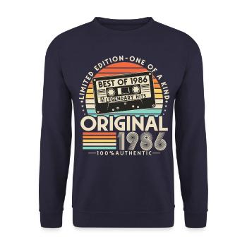 1986 Vintage Vintage Rétro Cadeau d’anniversaire - Sweat-shirt Unisexe - marine - Devant - Alina (178cm) & Michal (187cm)