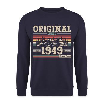 Legende Juni 1949 Jahrgang 1949 Geburtstag 1949 - Unisex Pullover - Navy - Vorne - Alina (178cm) & Michal (187cm)