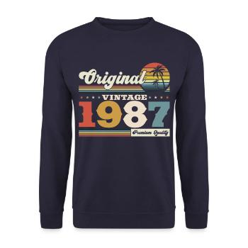 Original Mai 1987 Millésime 1987 Anniversaire 1987 - Sweat-shirt Unisexe - marine - Devant - Alina (178cm) & Michal (187cm)