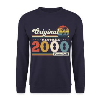 Original 2000 Jahrgang 2000 24. Geburtstag 2000 - Unisex Pullover - Navy - Vorne - Alina (178cm) & Michal (187cm)