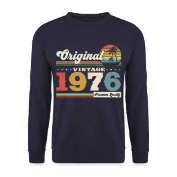 Original 1976 Jahrgang 1976 48. Geburtstag 1976 - Unisex Pullover - Navy - Vorne - Alina (178cm) & Michal (187cm)