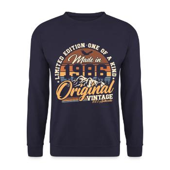 1986 Vintage Vintage Rétro Cadeau d’anniversaire - Sweat-shirt Unisexe - marine - Devant - Alina (178cm) & Michal (187cm)