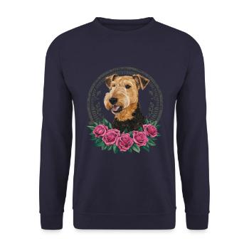 Airedale Terrier - Sweat-shirt Unisexe - marine - Devant - Alina (178cm) & Michal (187cm)