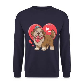 Newfoundland dog with a big heart - Unisex Sweatshirt - navy - Front - Alina (178cm) & Michal (187cm)