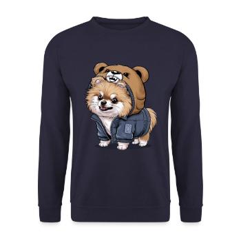 Pomeranian Spitz im Cartoon Look für Hundebesitzer - Unisex Pullover - Navy - Vorne - Alina (178cm) & Michal (187cm)
