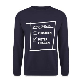 Heutige Optionen Dieter Fragen - Unisex Pullover - Navy - Vorne - Alina (178cm) & Michal (187cm)