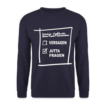 Jutta Fragen - Unisex Pullover - Navy - Vorne - Alina (178cm) & Michal (187cm)