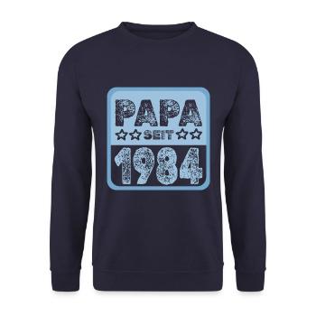 Papa seit 1984 - Unisex Pullover - Navy - Vorne - Alina (178cm) & Michal (187cm)