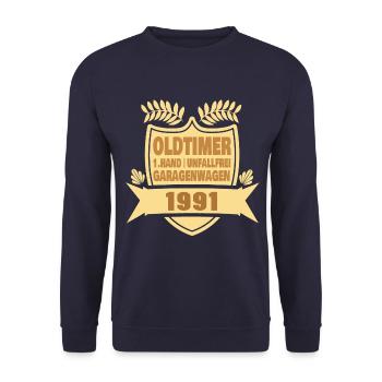 Opa Oma Geschenkidee 1991 - Unisex Pullover - Navy - Vorne - Alina (178cm) & Michal (187cm)