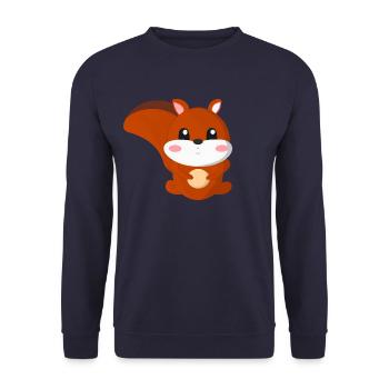 cute squirrel with a nut and - Unisex Sweatshirt - navy - Front - Alina (178cm) & Michal (187cm)