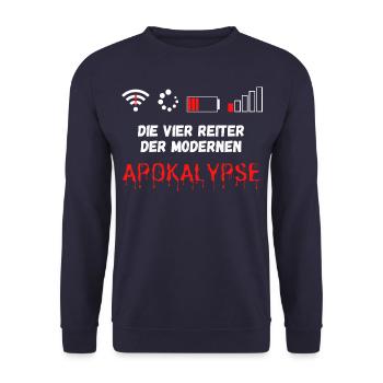 Die vier Reiter der modernen Apokalypse Lustig - Unisex Pullover - Navy - Vorne - Alina (178cm) & Michal (187cm)