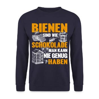 Nie genug Bienen leidenschaftlicher Imker Imkerei - Unisex Pullover - Navy - Vorne - Alina (178cm) & Michal (187cm)
