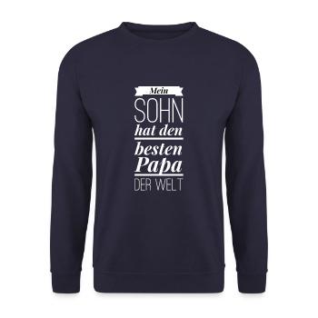 Mein Sohn hat den besten Papa der Welt - Unisex Pullover - Navy - Vorne - Alina (178cm) & Michal (187cm)