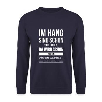 Lustiger Apres Ski Spruch Skifahren Tshirt - Unisex Pullover - Navy - Vorne - Alina (178cm) & Michal (187cm)