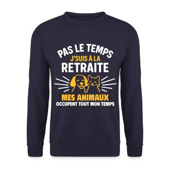 Retraite & animaux idée cadeau retraite - Sweat-shirt Unisexe - marine - Devant - Alina (178cm) & Michal (187cm)