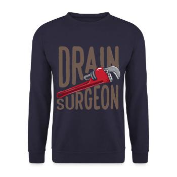 Drain Surgeon Funny Plumber - Unisex Pullover - Navy - Vorne - Alina (178cm) & Michal (187cm)