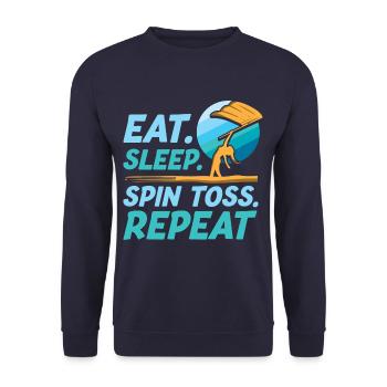 Eat Sleep Spin Toss Repeat Funny Color Guard - Unisex Sweatshirt - navy - Front - Alina (178cm) & Michal (187cm)