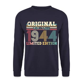 80ème anniversaire, Original 1944 Millésime 1944, - Sweat-shirt Unisexe - marine - Devant - Alina (178cm) & Michal (187cm)