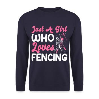 Just A Girl Who Loves Fencing Fencer - Unisex Pullover - Navy - Vorne - Alina (178cm) & Michal (187cm)