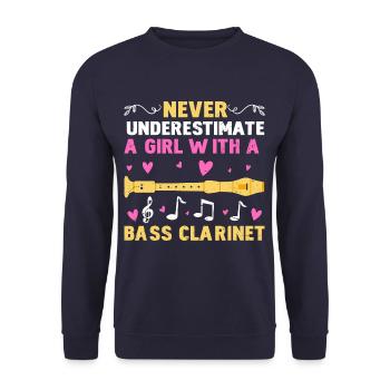 Ne sous-estimez jamais une fille avec une clarinette basse - Sweat-shirt Unisexe - marine - Devant - Alina (178cm) & Michal (187cm)
