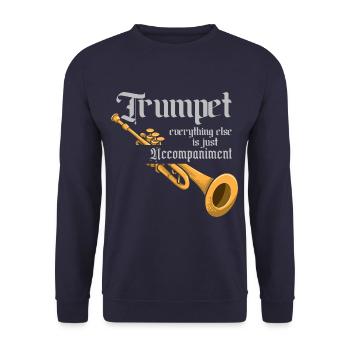 Funny Trumpet Musical Instrument Marching Band - Unisex Pullover - Navy - Vorne - Alina (178cm) & Michal (187cm)