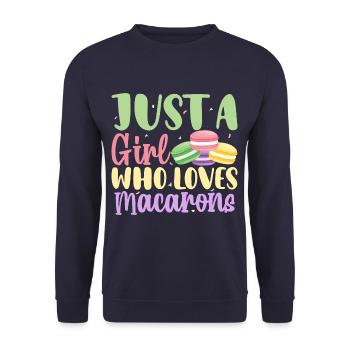 Just A Girl Who Loves Macarons Funny Macaron - Unisex Pullover - Navy - Vorne - Alina (178cm) & Michal (187cm)