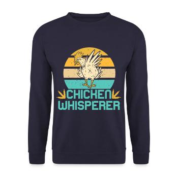 Chicken Whisperer Funny Chicken Farmer - Unisex Pullover - Navy - Vorne - Alina (178cm) & Michal (187cm)