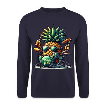 Tropical Beats ananas tambour illustration - Sweat-shirt Unisexe - marine - Devant - Alina (178cm) & Michal (187cm)