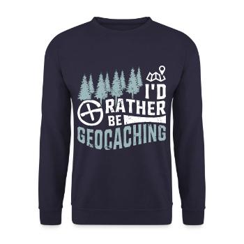 I'd Rather Be Geocaching Geocacher - Unisex Sweatshirt - navy - Front - Alina (178cm) & Michal (187cm)