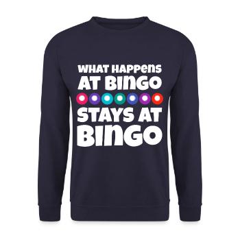 What Happens At Bingo Stays At Bingo Lucky Bingo - Unisex Sweatshirt - navy - Front - Alina (178cm) & Michal (187cm)