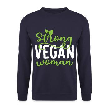 Strong Vegan Woman Veganism Animal Lover - Unisex Pullover - Navy - Vorne - Alina (178cm) & Michal (187cm)