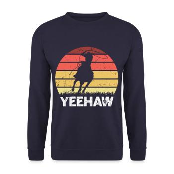 Yeehaw Western Cowboy Bull Riding Rodeo - Unisex Pullover - Navy - Vorne - Alina (178cm) & Michal (187cm)