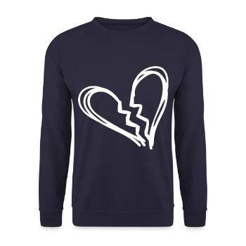 Gebrochenes Herz - Unisex Pullover - Navy - Vorne - Alina (178cm) & Michal (187cm)