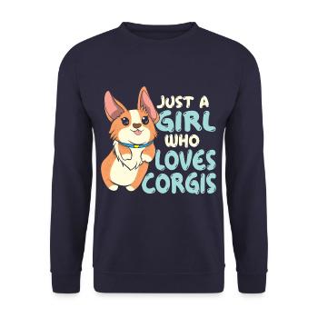 Just A Girl Who Loves Corgis Cute Corgi Dog Lover - Unisex Sweatshirt - navy - Front - Alina (178cm) & Michal (187cm)