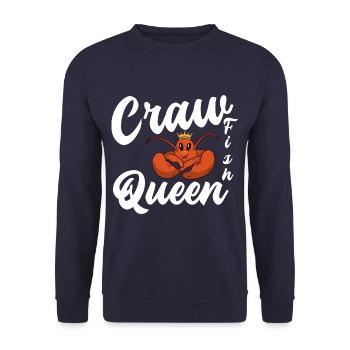 Crawfish Queen Funny Seafood Crayfish - Unisex Sweatshirt - navy - Front - Alina (178cm) & Michal (187cm)