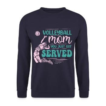 Volleyball Mom You Just Got Served Funny - Unisex Pullover - Navy - Vorne - Alina (178cm) & Michal (187cm)