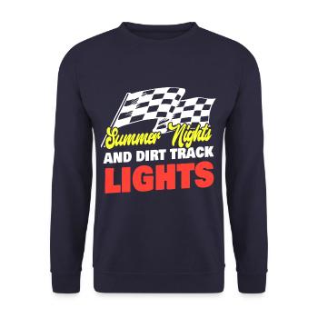 Summer Nights And Dirt Track Lights Track Racing - Unisex Pullover - Navy - Vorne - Alina (178cm) & Michal (187cm)