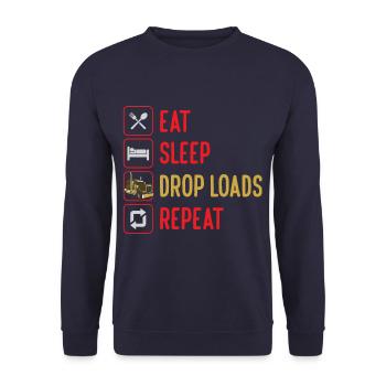 Eat Sleep Drop Loads Répéter Drôle Camion Camion - Sweat-shirt Unisexe - marine - Devant - Alina (178cm) & Michal (187cm)