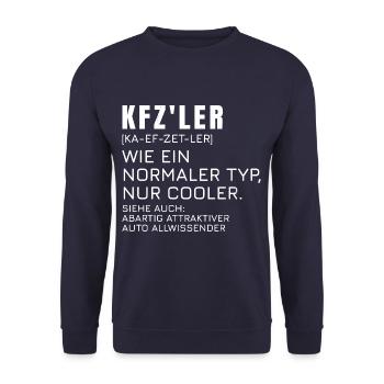 KFZ'ler Auto Mechatroniker Auto Mechaniker Spruch - Unisex Pullover - Navy - Vorne - Alina (178cm) & Michal (187cm)