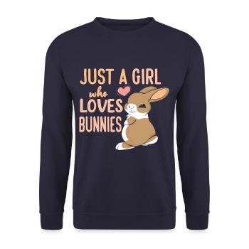 Just A Girl Who Loves Bunnies Funny Rabbit Pet - Unisex Sweatshirt - navy - Front - Alina (178cm) & Michal (187cm)