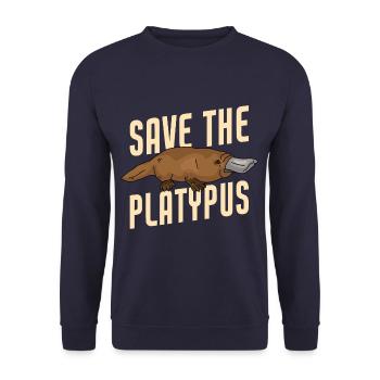 Save The Platypus Funny Platypus Animal - Unisex Sweatshirt - navy - Front - Alina (178cm) & Michal (187cm)