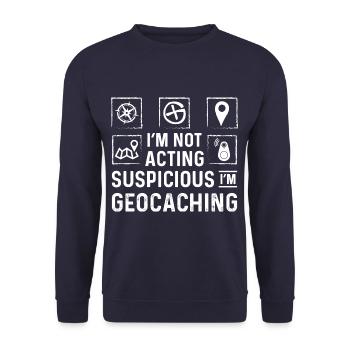 I'm Geocaching Saying Funny Geocacher - Unisex Sweatshirt - navy - Front - Alina (178cm) & Michal (187cm)