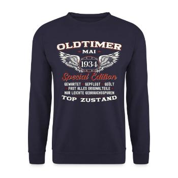 Oldtimer May 1934 Vintage 1934 Birthday 1934 - Unisex Sweatshirt - navy - Front - Alina (178cm) & Michal (187cm)