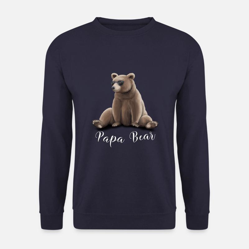 Grizzly Bär mit Sonnenbrille Lässiger Papa Bear - Unisex Pullover - Navy
